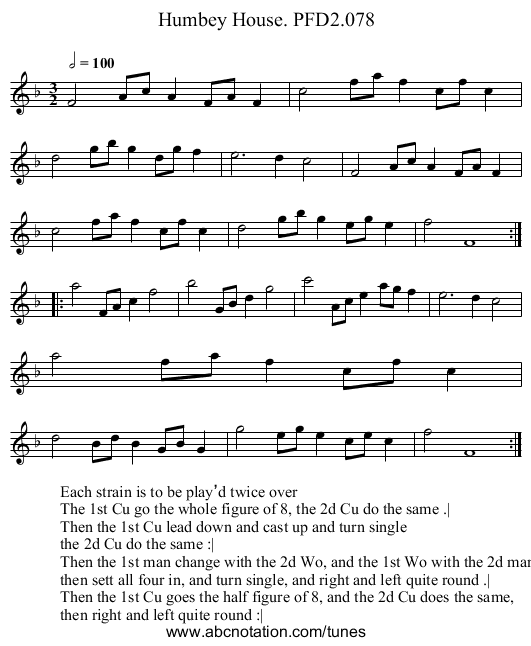 Humbey House. PFD2.078 - staff notation