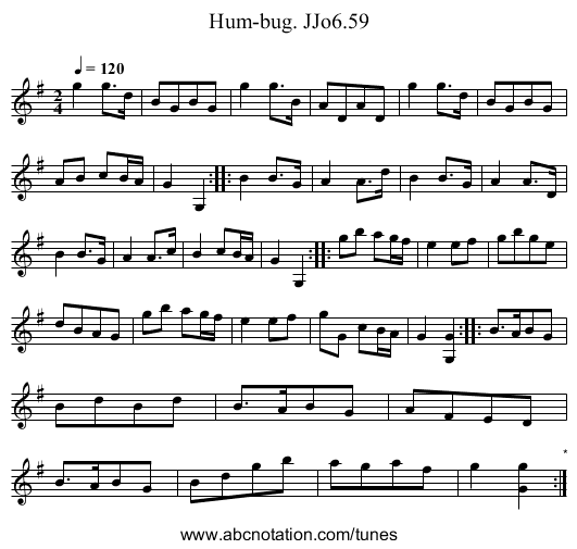 Hum-bug. JJo6.59 - staff notation