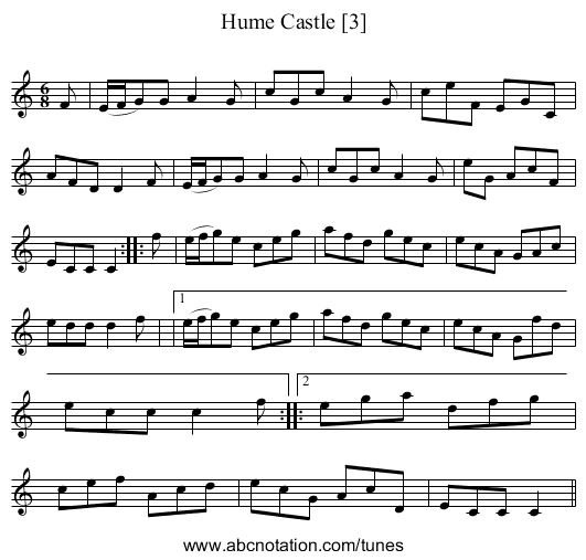 Hume Castle [3] - staff notation