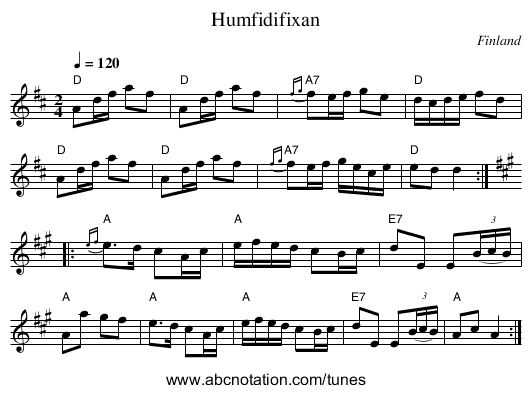 Humfidifixan - staff notation