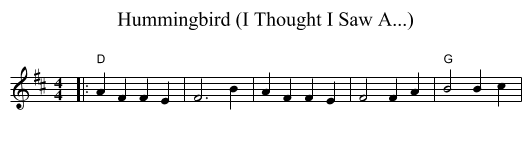 Hummingbird (I Thought I Saw A...) - staff notation