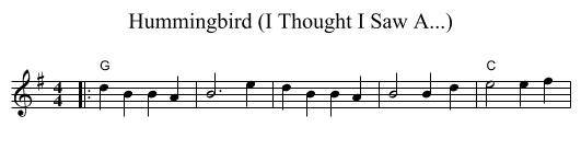 Hummingbird (I Thought I Saw A...) - staff notation