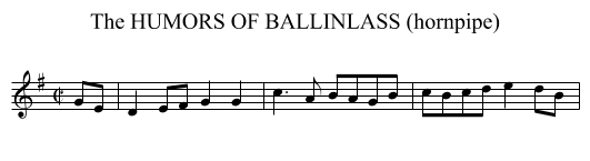 HUMORS OF BALLINLASS (hornpipe), The - staff notation