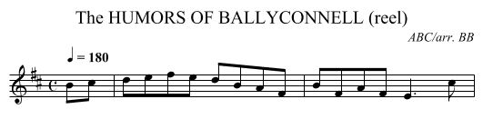 HUMORS OF BALLYCONNELL (reel), The - staff notation