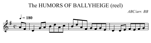HUMORS OF BALLYHEIGE (reel), The - staff notation