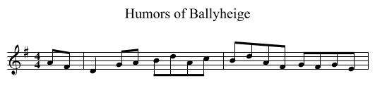 Humors of Ballyheige - staff notation