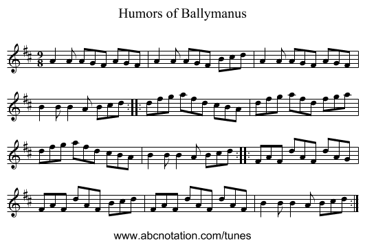 Humors of Ballymanus - staff notation