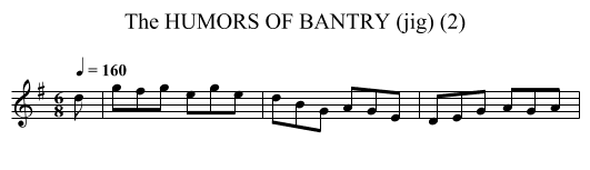 HUMORS OF BANTRY (jig) (2), The - staff notation