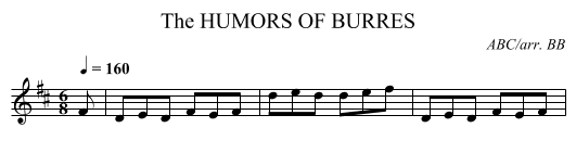 HUMORS OF BURRES, The - staff notation