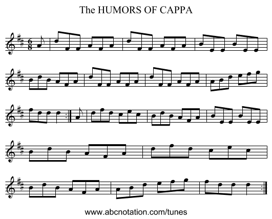 HUMORS OF CAPPA, The - staff notation