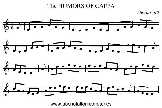 HUMORS OF CAPPA, The - staff notation