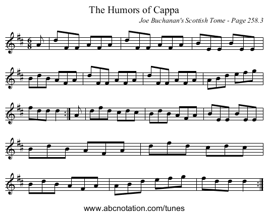 Humors of Cappa, The - staff notation