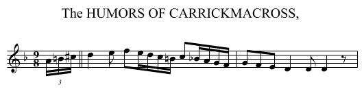 HUMORS OF CARRICKMACROSS, , The - staff notation