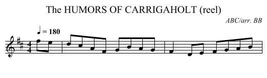 HUMORS OF CARRIGAHOLT (reel), The - staff notation