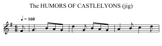 HUMORS OF CASTLELYONS (jig), The - staff notation