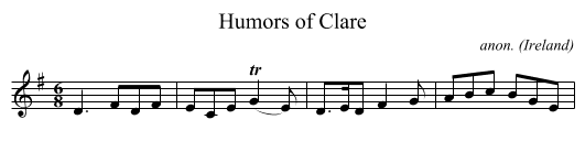 Humors of Clare - staff notation