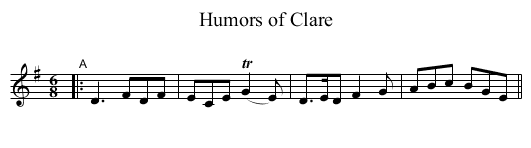 Humors of Clare - staff notation