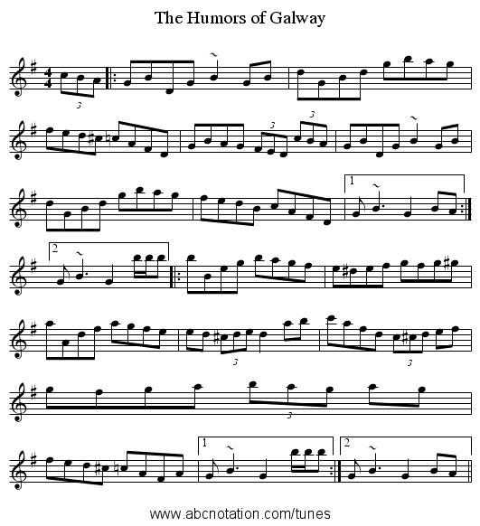 Humors of Galway, The - staff notation