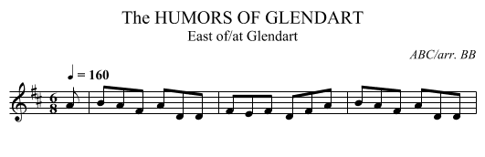 HUMORS OF GLENDART, The - staff notation