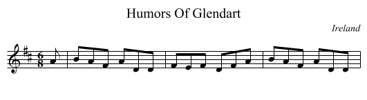 Humors Of Glendart - staff notation