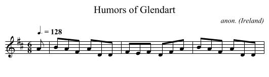 Humors of Glendart - staff notation