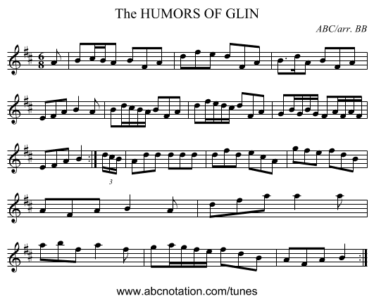 HUMORS OF GLIN, The - staff notation