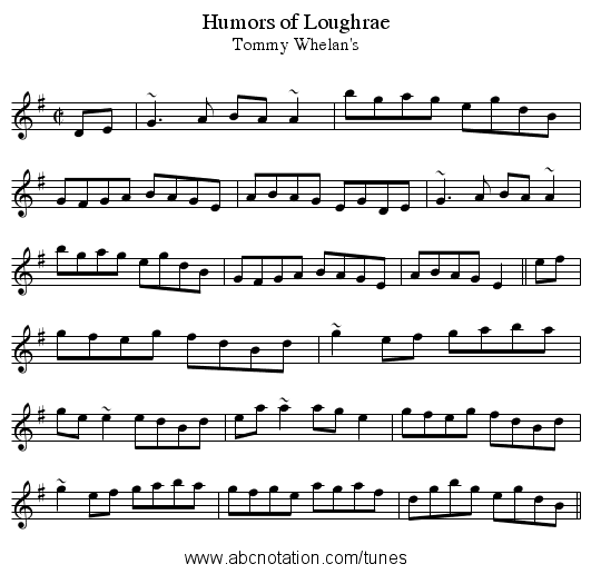 Humors of Loughrae - staff notation