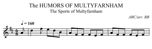 HUMORS OF MULTYFARNHAM, The - staff notation