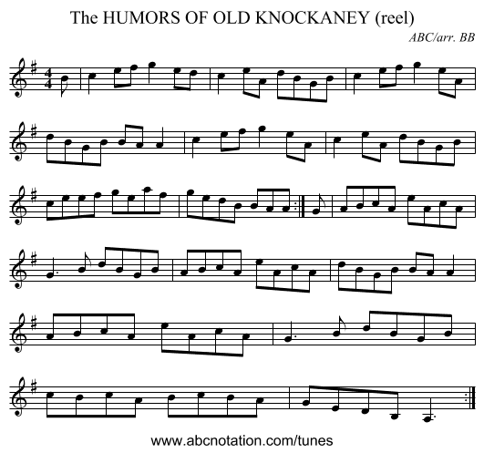 HUMORS OF OLD KNOCKANEY (reel), The - staff notation