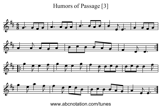 Humors of Passage [3] - staff notation