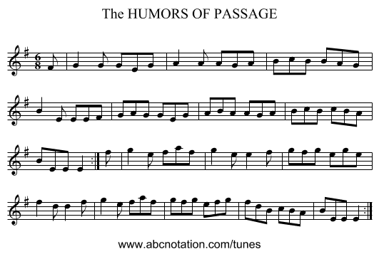 HUMORS OF PASSAGE, The - staff notation