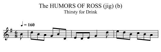 HUMORS OF ROSS (jig) (b), The - staff notation