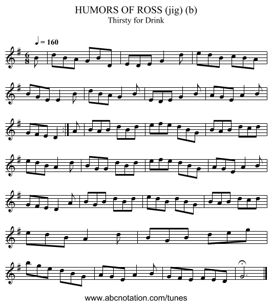 HUMORS OF ROSS (jig) (b) - staff notation