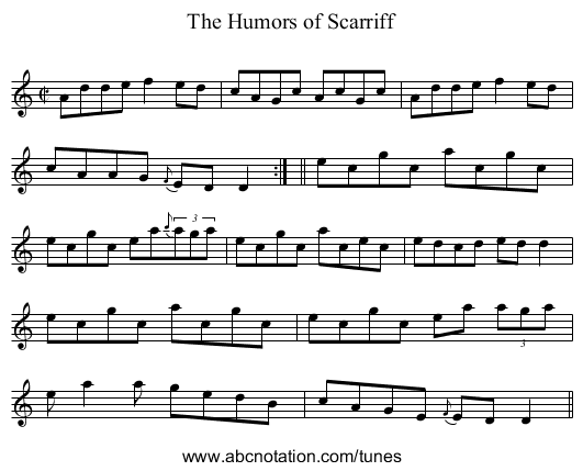 Humors of Scarriff, The - staff notation