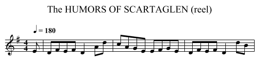 HUMORS OF SCARTAGLEN (reel), The - staff notation