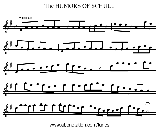 HUMORS OF SCHULL, The - staff notation