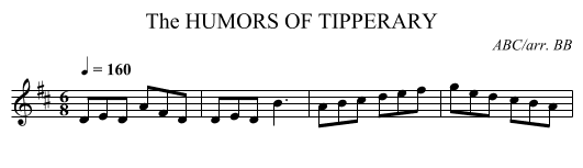 HUMORS OF TIPPERARY, The - staff notation