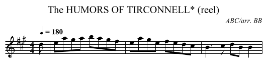 HUMORS OF TIRCONNELL* (reel), The - staff notation