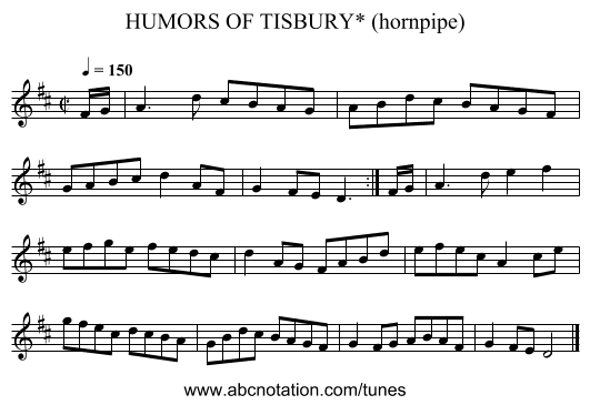 HUMORS OF TISBURY* (hornpipe) - staff notation