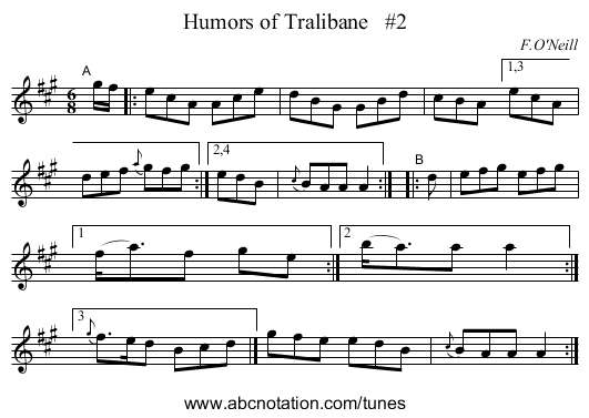 Humors of Tralibane   #2 - staff notation