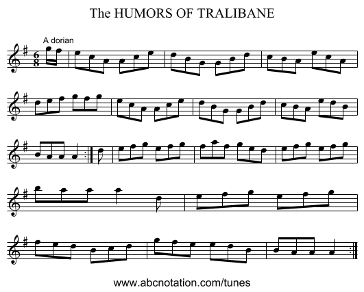 HUMORS OF TRALIBANE, The - staff notation