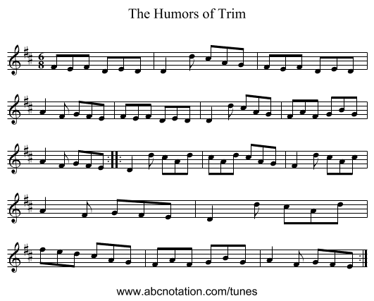Humors of Trim, The - staff notation