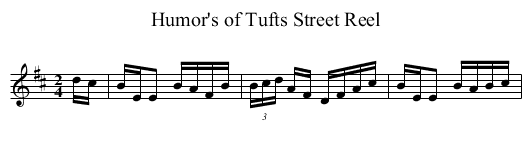 Humor's of Tufts Street Reel - staff notation