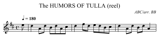 HUMORS OF TULLA (reel), The - staff notation