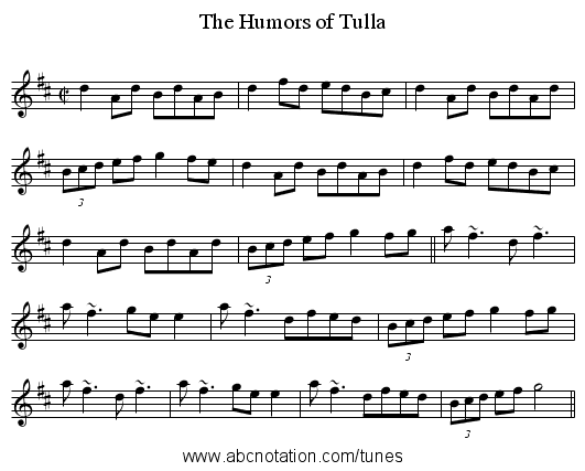 Humors of Tulla, The - staff notation