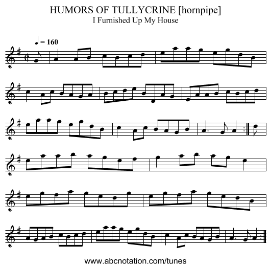 HUMORS OF TULLYCRINE [hornpipe] - staff notation