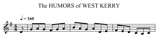 HUMORS of WEST KERRY, The - staff notation