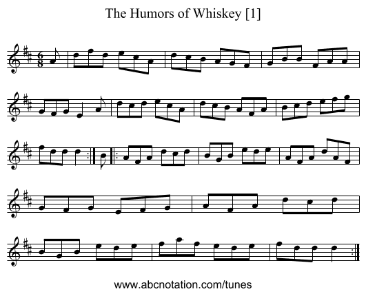 Humors of Whiskey [1], The - staff notation