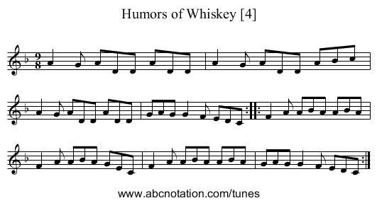 Humors of Whiskey [4] - staff notation