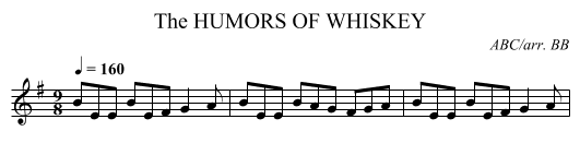 HUMORS OF WHISKEY, The - staff notation